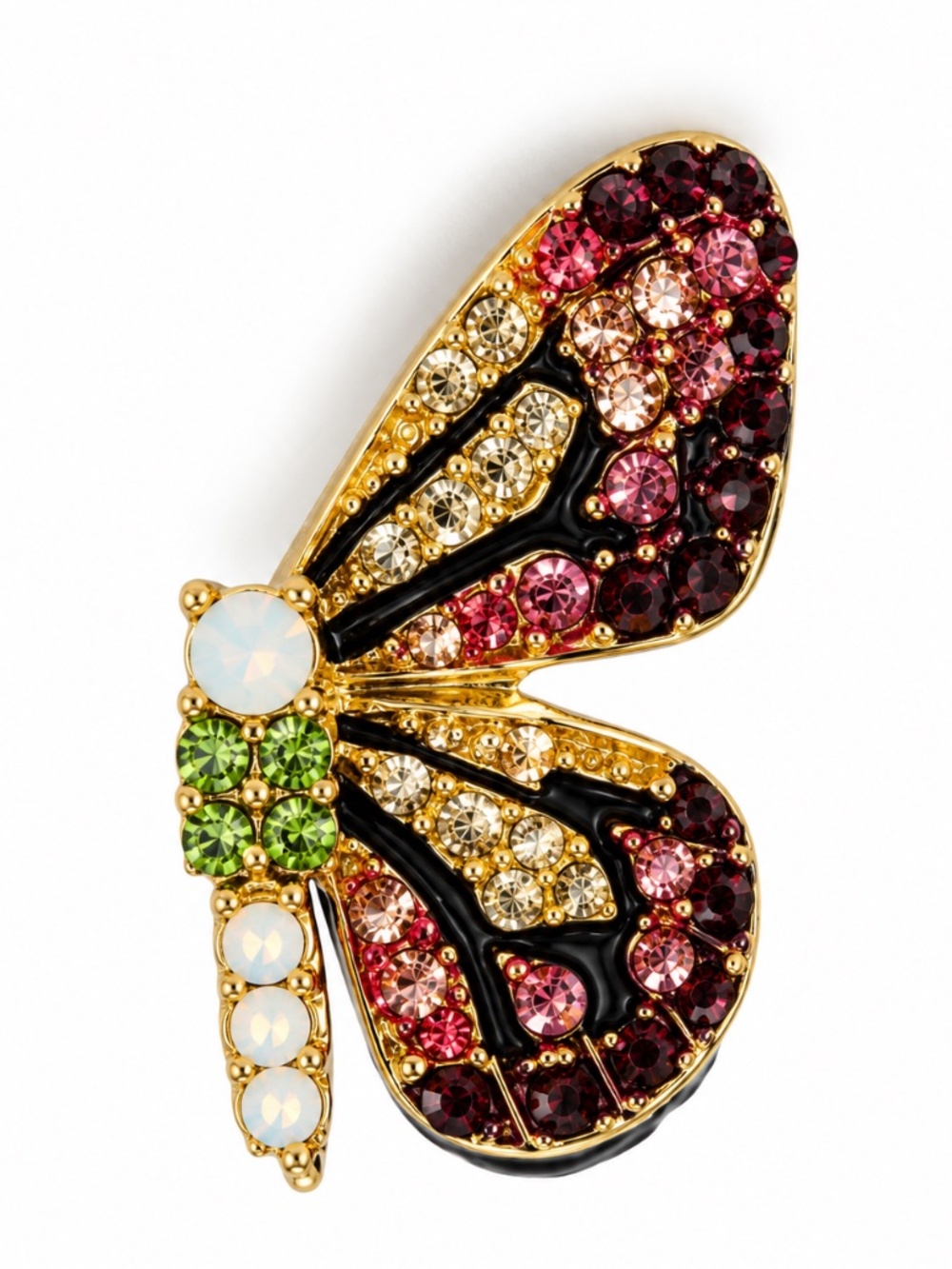 Gold-Tone Crystal Half-Butterfly Brooch – 30mm x 15mm